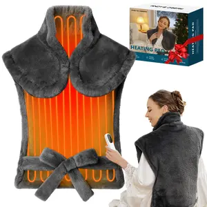 Heating Pad For Back, Birthday Christmas Gifts For Women Men Mom Dad Elderly, Fluffy Faux Fur Weighted Electric Heat Pad, 35" X 28" Large Heat Pad For Neck Shoulders, Large Back Heated Wrap, 5 Heat Settings And 4 Timers Auto-Off