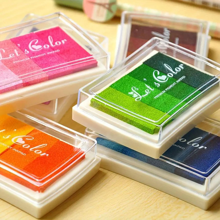 Fingerprint Ink Pad Set, 6 Counts/set Non-toxic Fingerprint Ink Pad, Arts & Crafts Supplies for Rubber Stamps, Paper Crafts, Scrapbooking, Wood, Fabric, Handmade Crafts