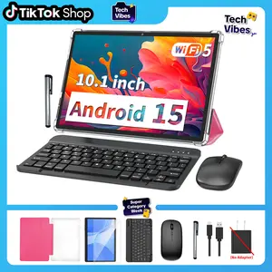 【TechVibes】PYNAREL 10.1 Inch Android 15 Tablet, Wireless Set with Keyboard, Mouse, Case, Stylus, 64GB ROM, Dual Camera