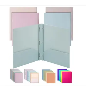 Plastic Folders with Pockets and Prong, 5 Pack, Muted Pastel Colors, Pocket Folders, File Fasteners, 2 Folder, Two