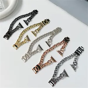 Double Chain Ring Watch Band, 1 Count Stylish Replacement Watchband, Wearable Accessories Compatible With iWatch 38mm 40mm 41mm 42mm 44mm 45mm 49mm