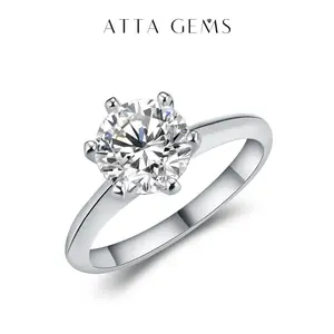 Classic Six Claw 1Ct~3Ct Synthetic Moissanite Ring  D Color VVS1 Round Brilliant Cut for Women Anniversary Party Gift R059