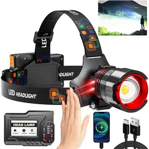 LED Rechargeable Headlamp, 900000 Lumens Super Bright with 5 Modes & IPX7 Level  USB Rechargeable Zoom Headlamp, 90 Adjustable for Outdoor Camping, Running, Cycling, Climbing, Home