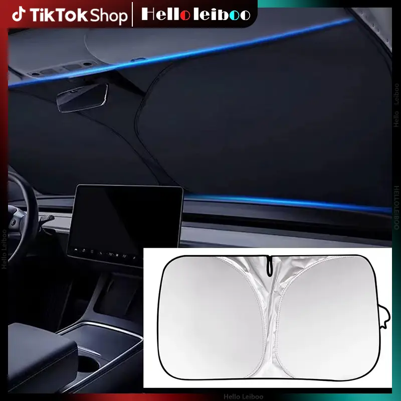 LEIBOO Car Windshield Sun Visor - Brand new titanium silver material, super heat insulation, foldable windshield sunshade, suitable for sedans, SUVs t