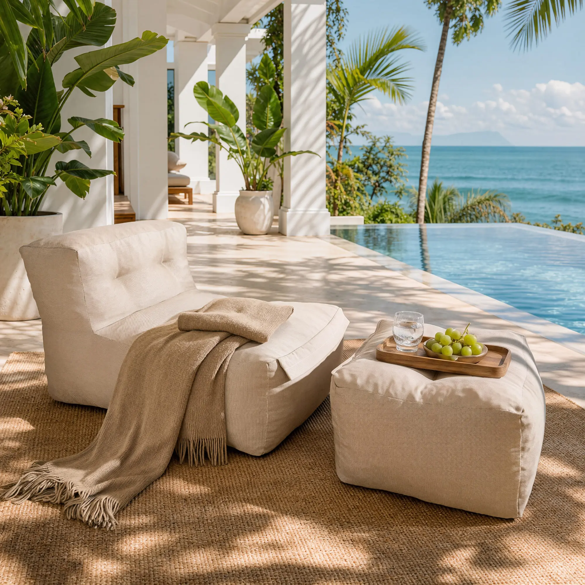 【Summerfinds】OVIOS Bean Bag Lounge Sofa Set, Oversized Floor Lounge Chair with Ottoman, Comfy Indoor Outdoor Floor Sofa Couch with Footrest, Soft Plush Lazy Seating for Living Room Bedroom Patio