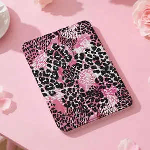 Pink spliced leopard print with adjustable stand and pen slot, foldable anti slip TPU protective case, suitable for Samsung, iPad mini, iPad Air, iPad Pro/iPad 10th generation, 11th generation and other series of iPad protective cases