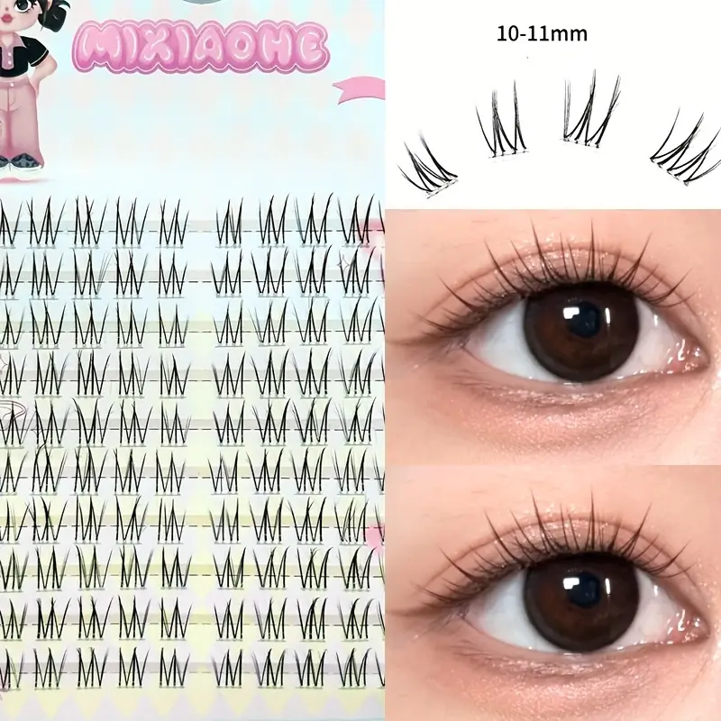 Mixiaohe False Eyelashes, 100 Clusters Single Cluster, Natural Korean Style, Gentle, Long-Lasting Reusable, DIY Easy Use, Perfect Gift, Eyelash Clusters Extensions