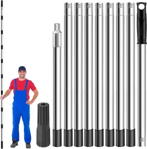 Aluminum Pole Roller Extension Mop Handle Stainless Steel 11.8Ft