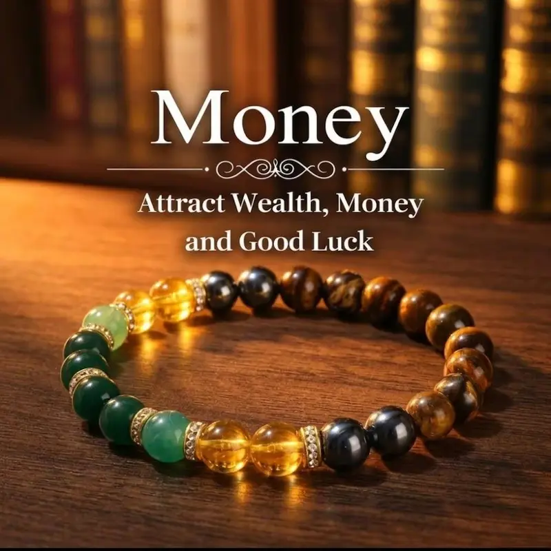 Money Bracelet with Hematite and Tiger's Eye - Luck Bracelet - Attract Wealth, Abundance and Prosperity