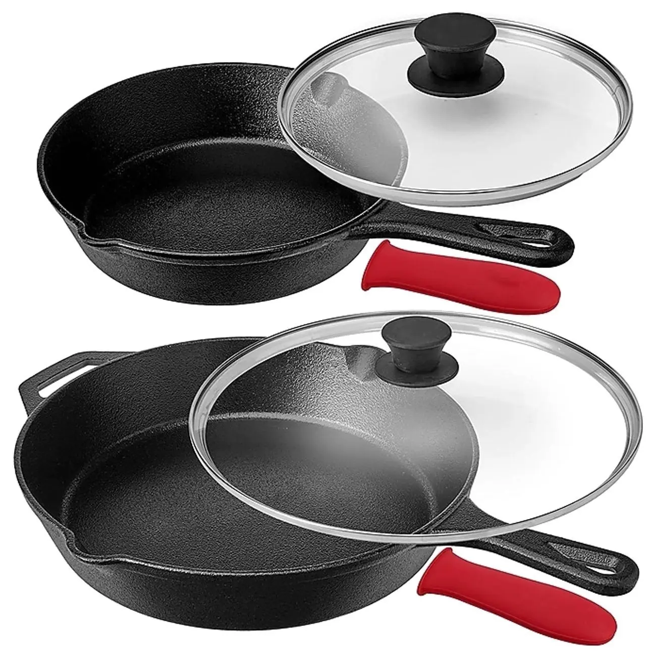 MegaChef Cast Iron Skillet Set with Lid, 3/Set (937114404M)