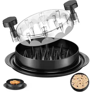 Chicken Shredder 8 Inches, Chicken Breast Shredder Tool, Cooked Meat Shredder With Clear Lid, Ergonomic Design, Auti-slip, Easy To Clean, Chicken Shredder Tool Twist, Chicken Grinder (Black)