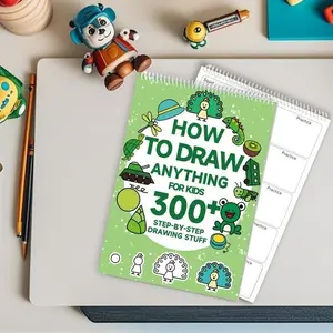 Gift for valentines's day Green Stick Figure Drawing Book for Youngsters Step Art Education Toy Learning Painting Supplies with Cartoon Dinosaur Frog Designs Perfect for Artistic Expression