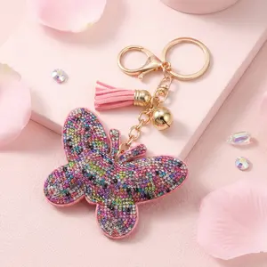 Butterfly rhinestone keychain bag pendant, fashion accessory, box bag pendant, car keychain