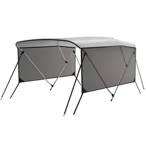 3Bow Bimini Tops with Mesh Sidewalls Support Poles for Boats Durable Marine Grade Canvas Top Includes 2 Straps Storage Boot 1 Inch Aluminum Frame (3 Bow 6'L x 46" H x 54"-60" W)