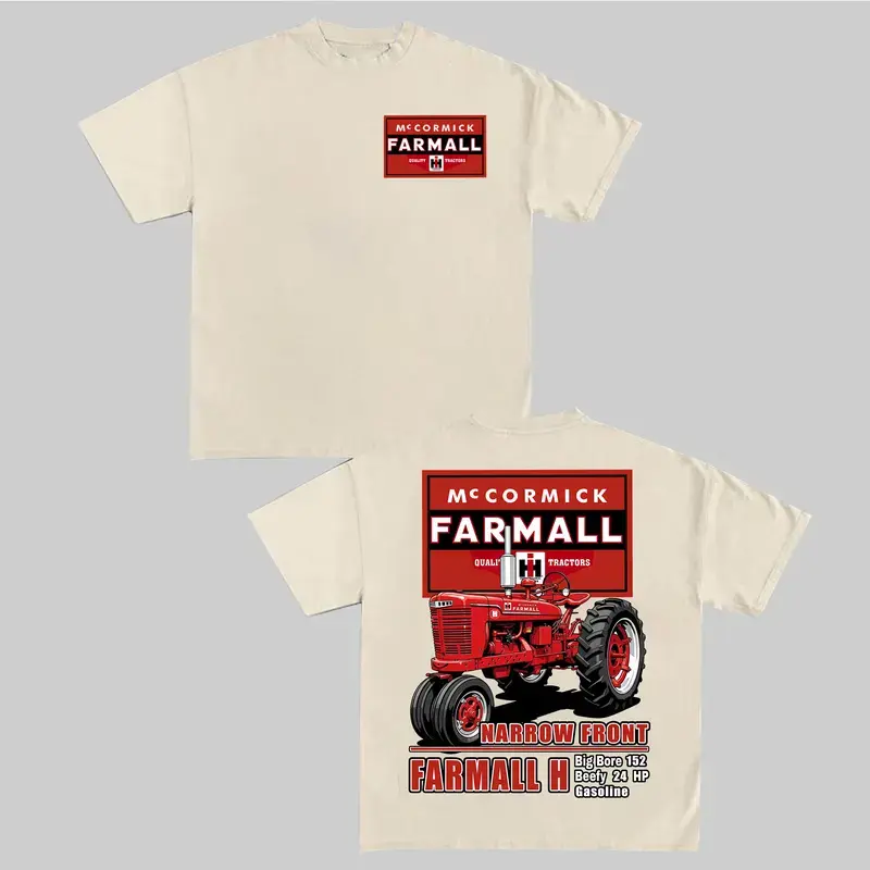 McCormick Farmall H T-Shirt – Narrow Front Big Bore 152 Tractor Graphic Tee, Premium Natural Heavyweight Cotton Apparel, Classic Agriculture Gift for Farmers, Tractor Mechanics & Country Life Enthusiasts, Menswear Top Streetwear Casual