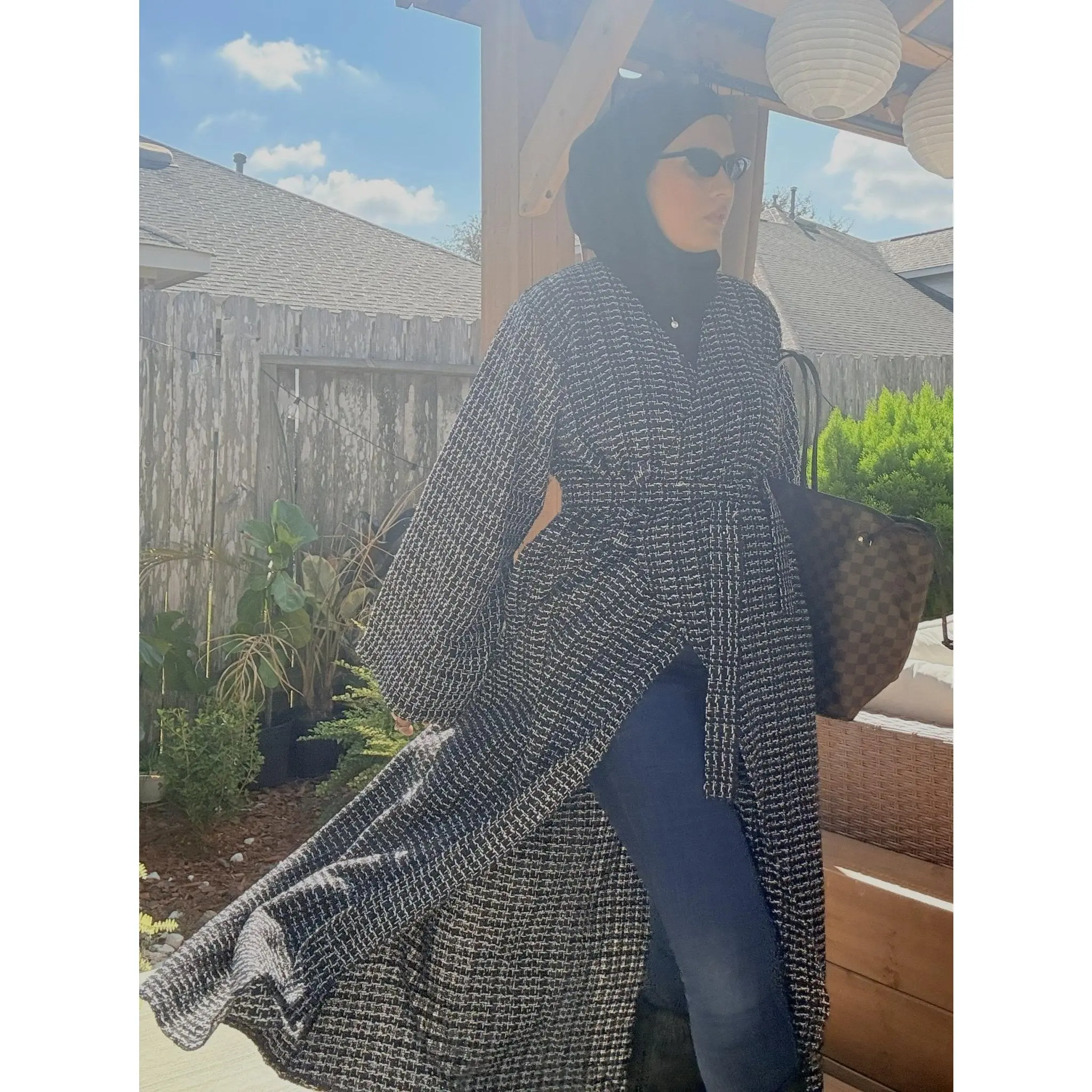 Amira Tweed Abaya Coat Set in Classic Neutral Tones