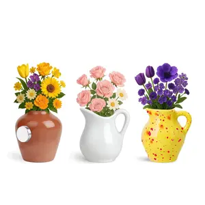 Mini Vase Fridge Magnets, 3D Flower Freezer Magnet, Creative Decorative Plant Holders for Wall or Refrigerator (Excluding Flowers)