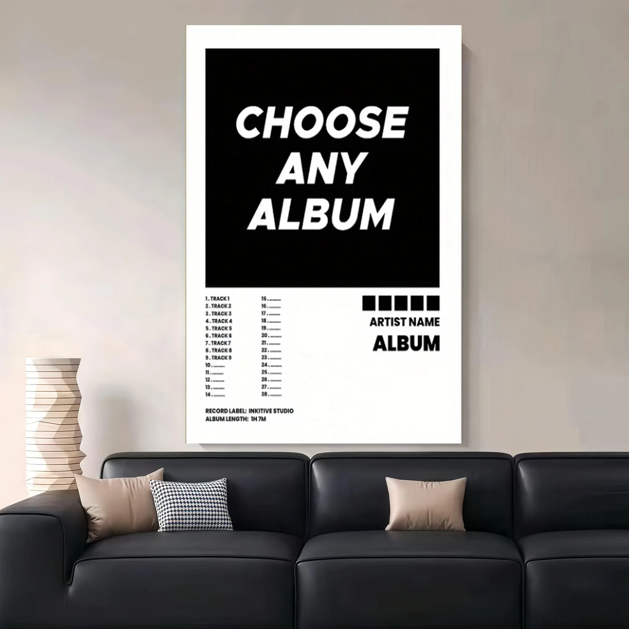 1pc Glossy Wooden Framed Album Cover Canvas Print - 12x18in, 16x24in, 20x30in Multi-Size, Durable Glossy Paper, High-Quality House Decoration, Direct-Hanging Home Decor Wall Art for Living Room, Bedroom Gifts