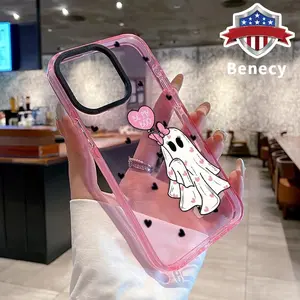 Soft Case for iPhone 17 16 Pro Max 15 Plus 14 13 12 11 Halloween Ghostly Sweetheart Anti-Yellowing Shockproof ultra-thin Silicone Crystal Cover