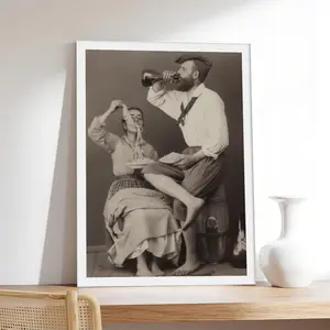 Vintage Couple Eating Pasta & Wine _ Retro Kitchen Funny Bar C,vintage, couple，Minimalist Neutral Poster Print, Aesthetic Wall Decor for Bedroom,canvas,posters,wall art.