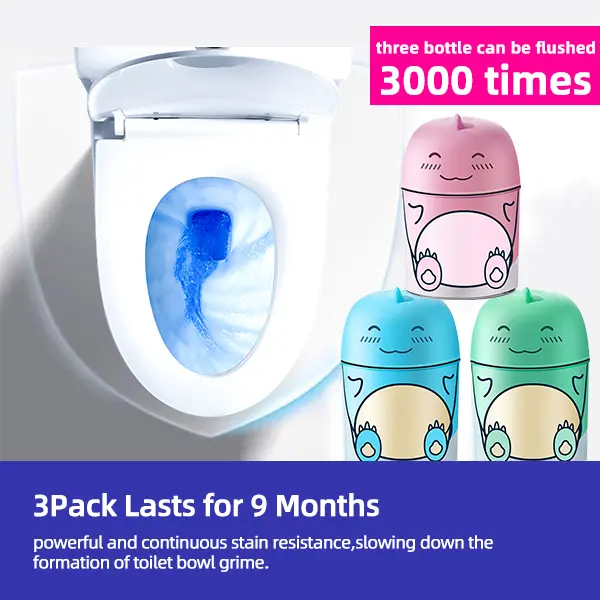JOYSOME Cute Dinosaur-Shaped Toilet Tank Cleaner, 3-Pack Scented Drop-In Tablets with Ocean, Jasmine and Peach, 9-Month Long-Lasting Supply, Powerful No-Scrub Bowl Cleaning, Adorable Bathroom Decor
