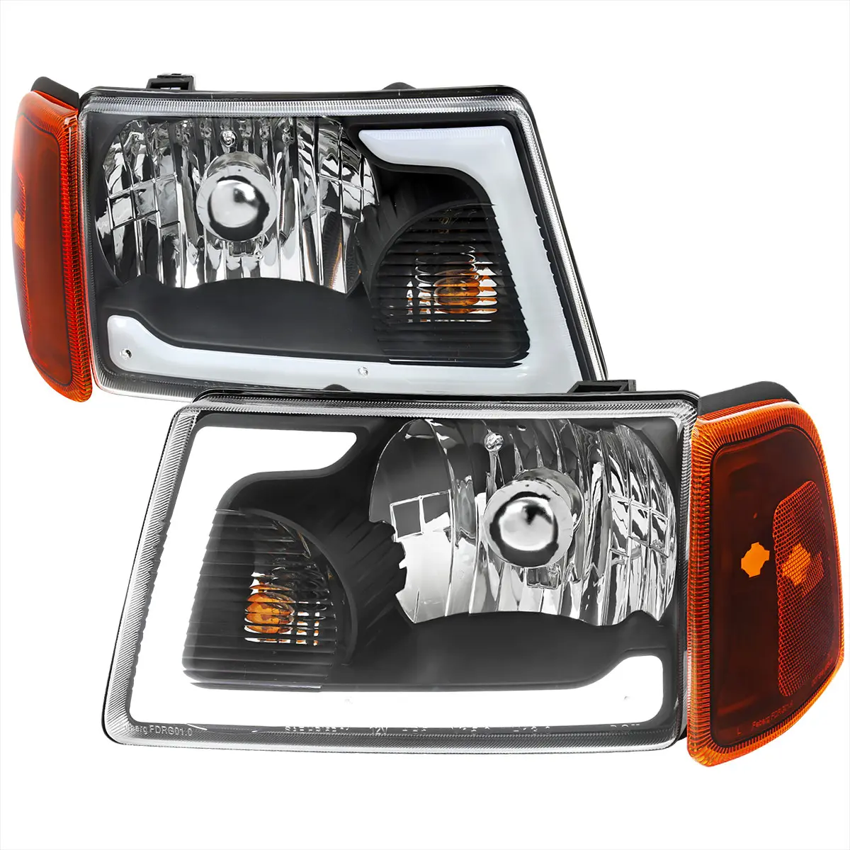 2001-2011 Ford Ranger LED Bar Factory Style Headlights w/Amber Corner Lamp (Matte Black Housing/Clear Lens) 2001-2011 Ford Ranger LED Bar Factory Style Headlights w/Amber Corner Lamp (Matte Black Housing/Clear Lens)