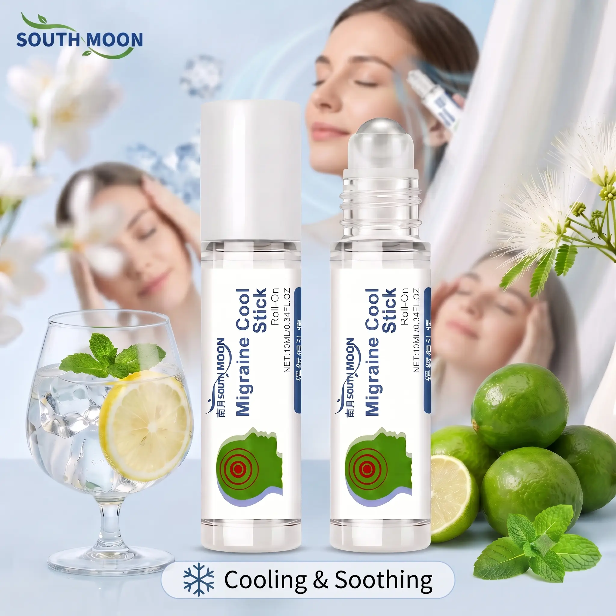 Head Comfort Cooling Roll-On, Refreshing Roller Stick for Temples & Neck, Portable 10ml Aromatherapy Stick for Travel Comfort, Commuting, Work & Daily Relaxation