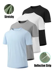 Ice silk quick-dry plus-size unisex gym T-shirt, moisture-wicking, lightweight and breathable workout top for outdoor sports and casual streetwear; relaxed crew neck T-shirt—stretchy, suitable for everyday wear.