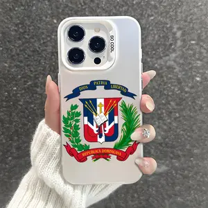 Dominican Republic Emblem Pattern Shockproof Phone Case for iPhone 7 8 X XR 11 12 13 14 15 16 17 Pro Max Plus Air Protecitved Cover Affordable Personality