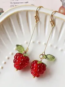 New Raspberry Fruit Strawberry Tassel Earrings, Trendy Studs, Fashion Jewelry for Women, Perfect Gift Idea