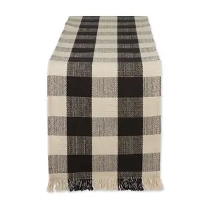 Design Imports Check Fringe Table Runner 13x75