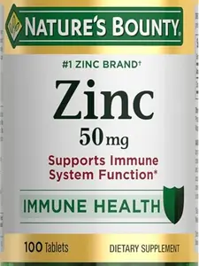 Nature’s Bounty Zinc 50mg | Immune System, Skin, & Antioxidant Health Support | Contributes to DNA Formation | Vegetarian, Non-GMO, Gluten Free | 100 Caplets, 1 Serving Per Day for Daily Health