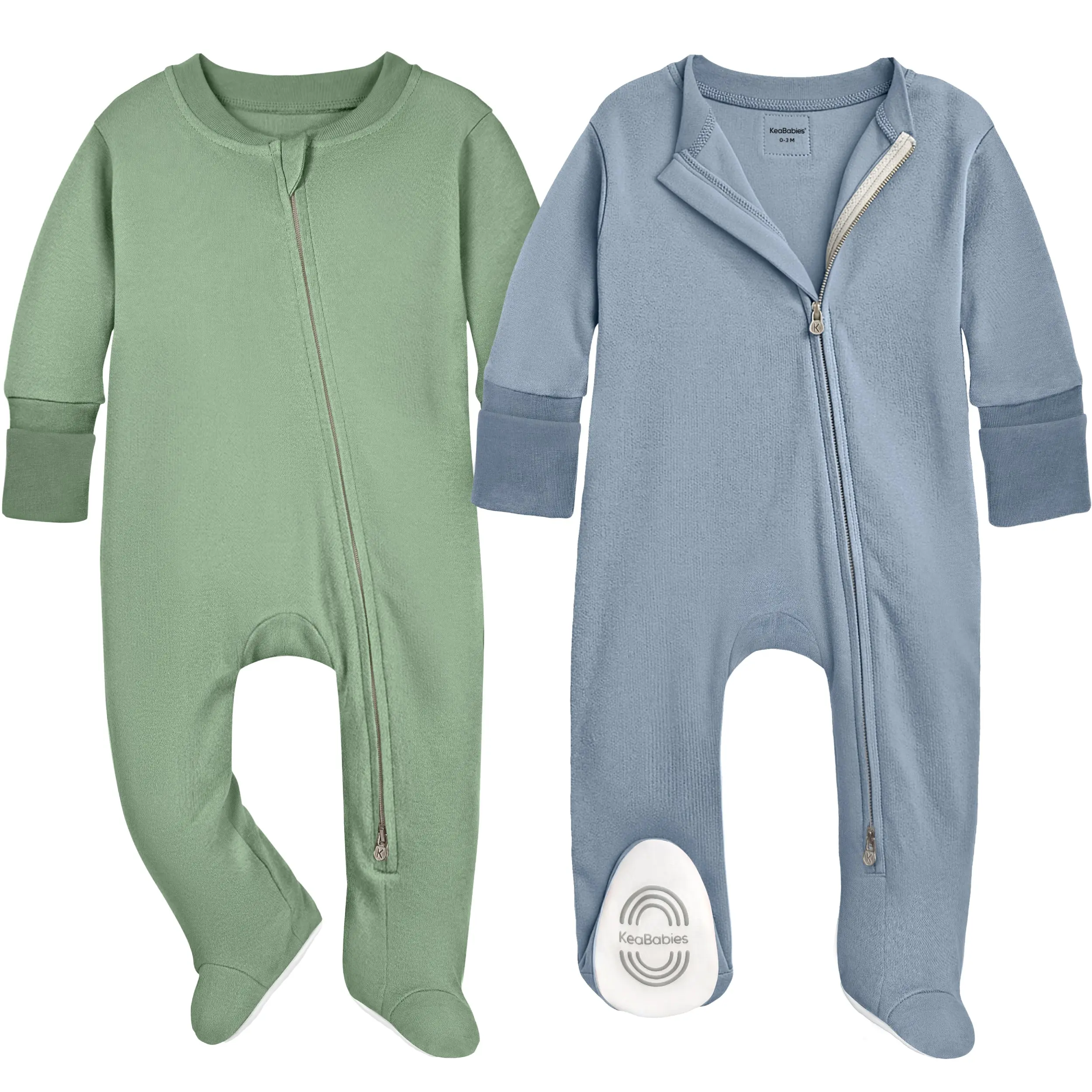 2-Pack Baby Pajamas Footie – Baby Sleepers 0-9 Months, Organic Cotton Footed Newborn Pajamas with Mitten Cuffs, Double Zipper Jammies, Soft, Breathable, Unisex Sleep and Play PJS