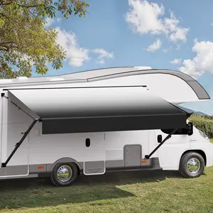 VEVOR Manual RV Awning Complete Kit,  14' Retractable Awning with Aluminum Alloy Frame, Outdoor Trailer Awning, Fit for Most RVs(Black Fade)