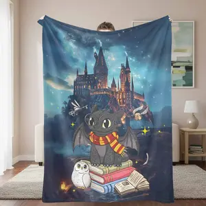 Fluffy Dragon Flannel Blanket - Soft, Cozy, Lightweight, Warm - Character Graphic, Illustrated Character, Book-Themed Blanket - Ideal for Movie Nights, Reading Nooks, Thoughtful Gifting, Fluffy Blanket, Character Graphic Blankets