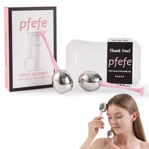 PFEFE Cooling Globes Ice Ball for Girls Puffiness Facialcare Treatment Cold Cryo Roller Facial Treatment Lifting Spa Silk Head Band Gifts for Her