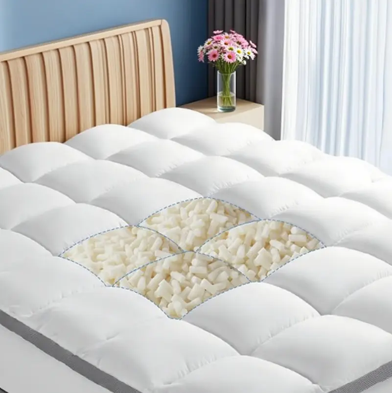 Sonoro Kate Queen Size Ergonomic Memory Foam Bed Topper - 150 oz 7D Down-Alternative Filling, Ultra-Thick Cooling Cover with Mesh Sides for Breathable Airflow, Fits 6-18" Beds, Cooling Mattress Protector, Back Pain Relief Support Pad