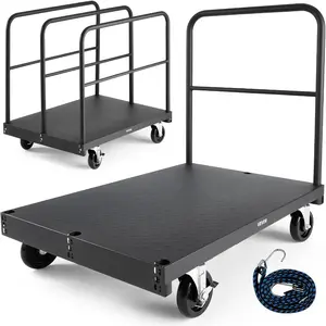 VEVOR Folding Table Cart, Heavy Duty Table Dolly 1800 lbs, Steel Panel Truck Cart with 5 inch Swivel Casters, Lumber Drywall Dolly with Straps for Party Events, Hotel, Factory, WarehouseVEVOR Super Brand Day