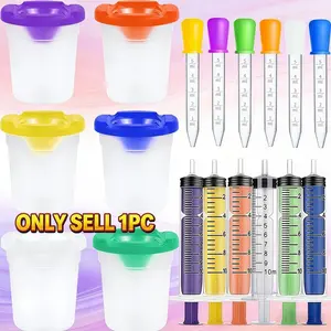 Colorful Lab Experiment Set (injection Syringe, Pipette, Wash Cup), Prevents Paint Cross Contamination, Scientific Liquid Measurement & Dispensing