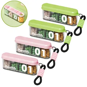 4PCS Portable Pill Dispenser with 4 Compartments, Supplement Organizer for Holding 4 Various Vitamins, Pill Box Case with Anti-Mixing & Wide Opening Design, Easy to Retrieve Meds