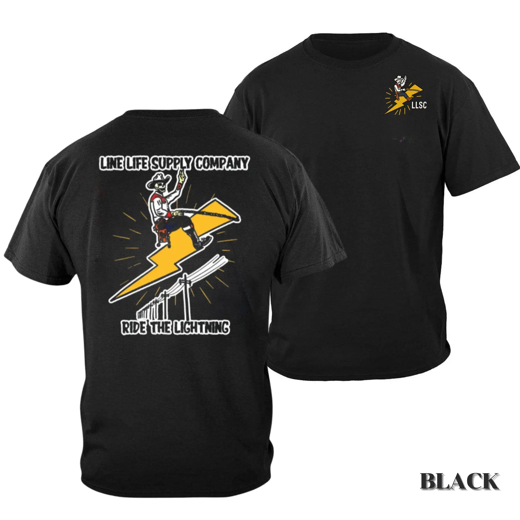 Lineman "Ride The Lightning" Graphic T-Shirt |     Line Life Supply Workwear Tee |     Unisex Casual Shirt |     Electrician Life, Hardworking Men & Women, Jobsite Shirt, Outdoor Work Tee Outfits Breathable Print Menswear Top Fabric Top Soft