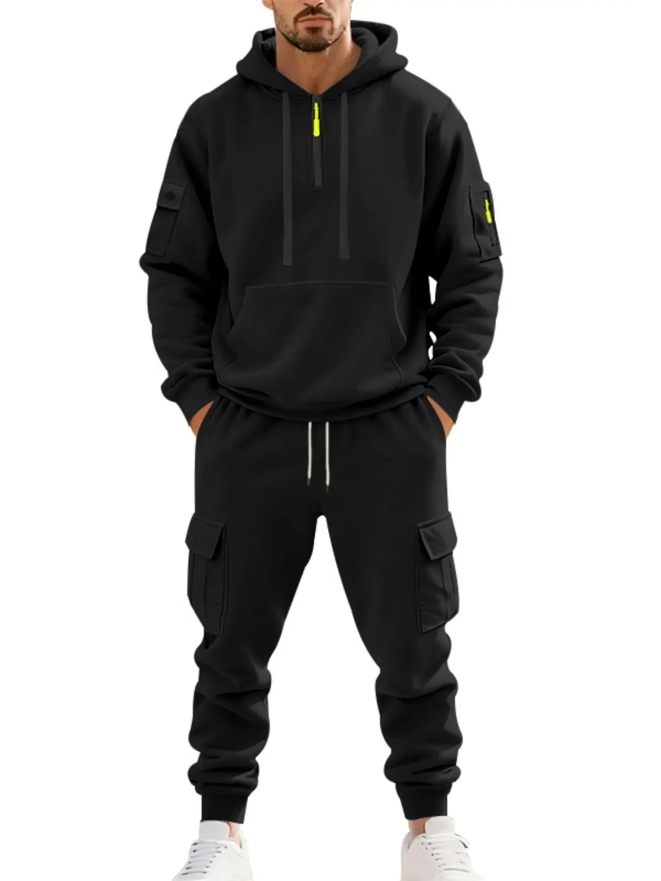 Men's Winter Workwear Set, Warm Fleece Lined Pants & Jacket Shirt Combo, Loose Fit Outdoor Clothing, 2026 New Arrival