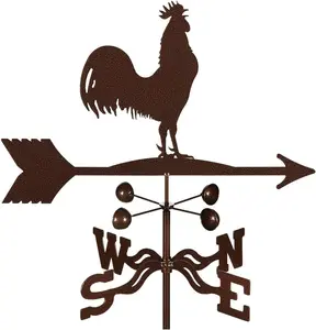 EZ Vane Steel Rooster Weathervane - 21” Height, Includes Metal Roof Mount, Wind Cups & Brackets, Hand-Crafted by Family-Owned US Maker, Triple Powder Coated, Limited Warranty