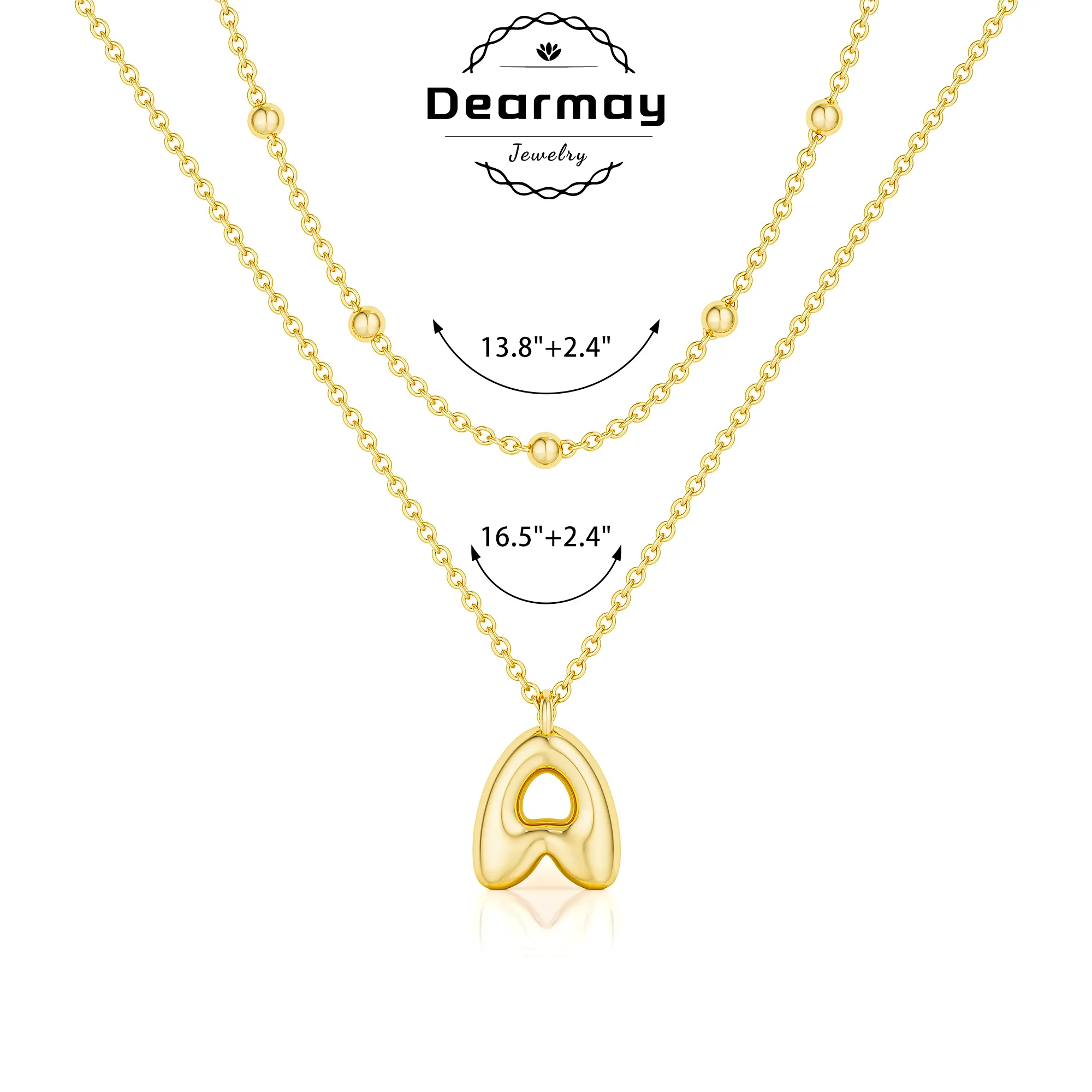 Dearmay 2 Pack Initial Bubble Letter Pendant Necklaces for Women Summervibes Personalized Gold A-Z Alphabet Fashion Jewelry for Parties & Birthdays, Necklace, Accessories For Women, Gifts For Women