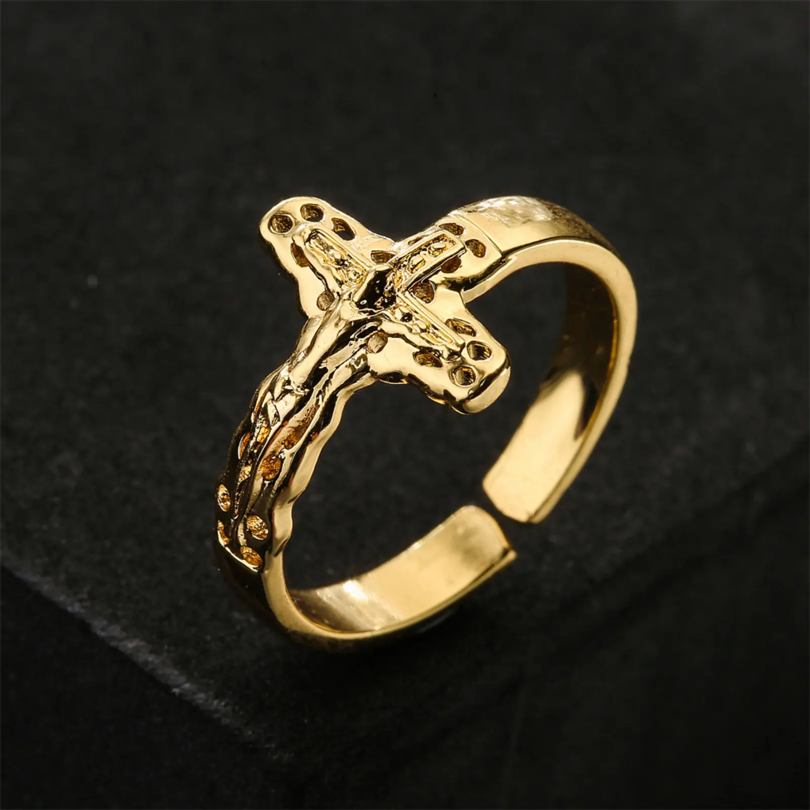 Trendy Jewelry: 18K Gold-Plated Copper Geometric Open Ring (Unisex)