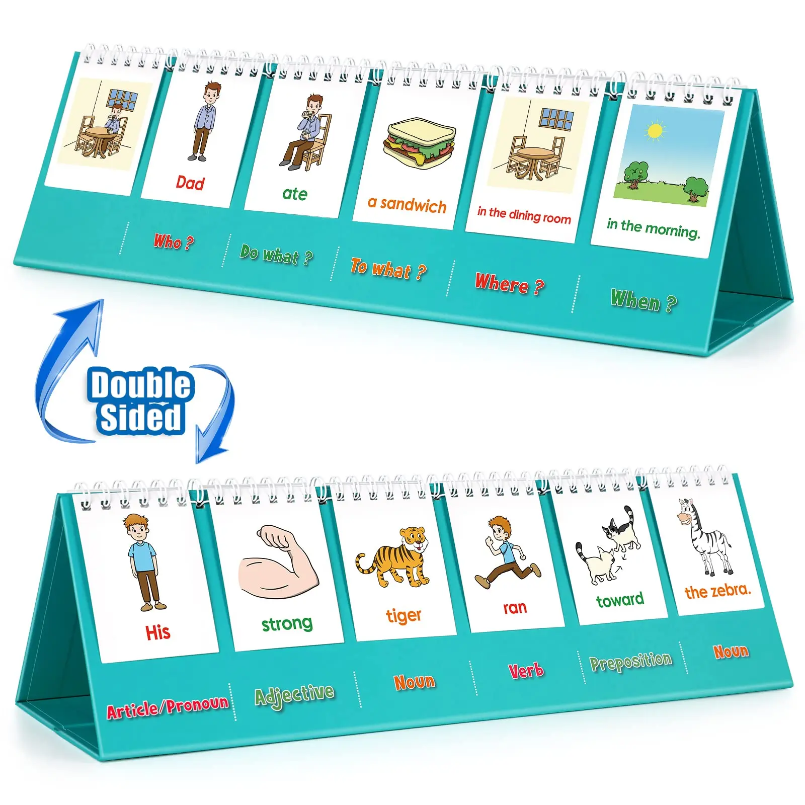 Aizweb Silly Sentence Building, Learn to Read for 1st 2nd Grade Special Education Classroom Must Have, Thanksgiving Homeschool Educational Toy Reading Learning Game Double Sided Preposition Verb Dad Strong Noun Preschool Alphabet Tool Teaching Supplies
