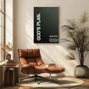 God's Plan Isaiah 60:22 Scripture Black & White Religious Wall Art Ready-to-Hang Inspirational Decor for Home Office Prayer Room Christian Gift Idea Religious Home Decor Simple Elegant Frame 2D Flat Ornaments Framed