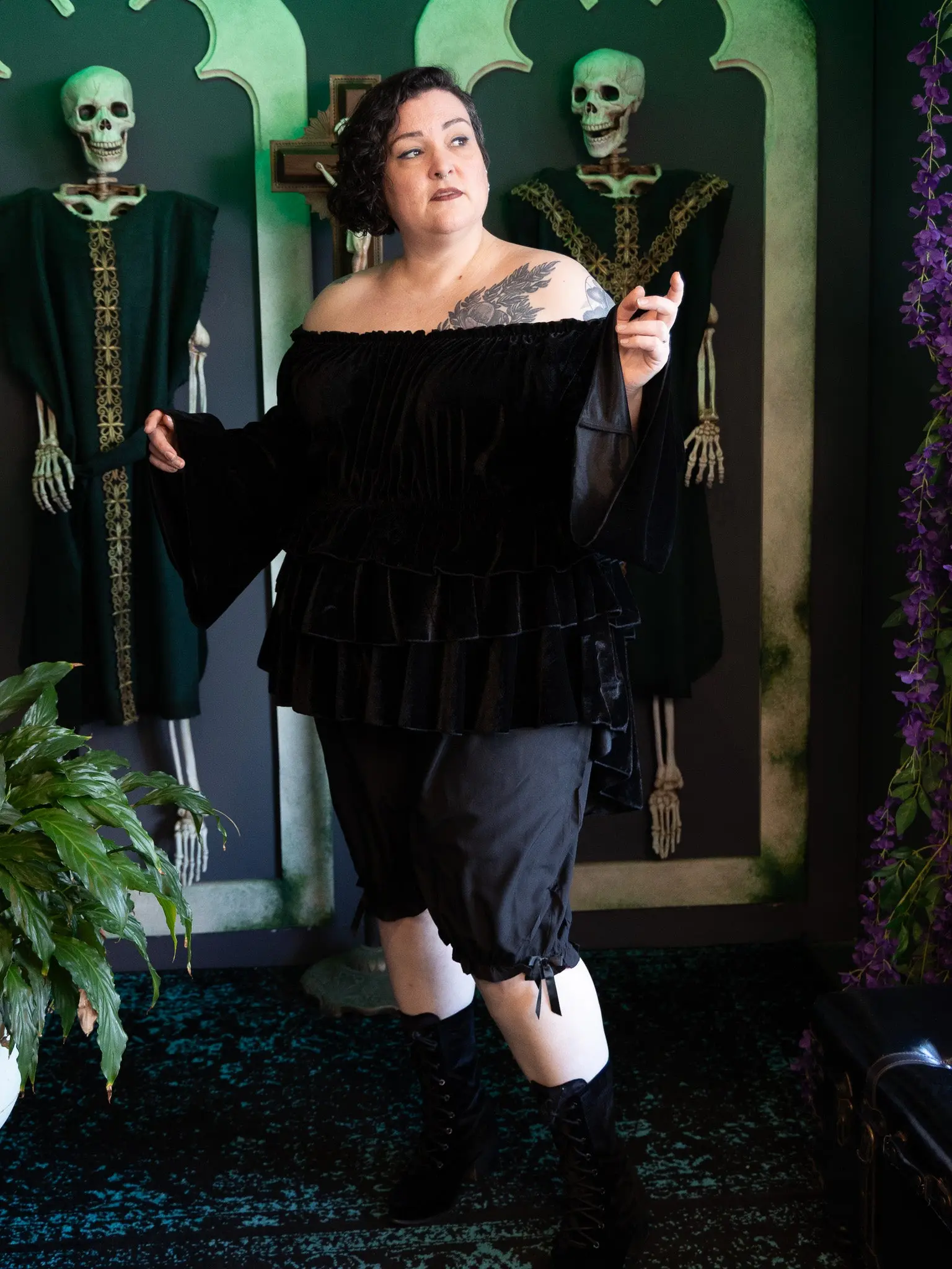 Odile Velvet Ruffle Mini Dress
