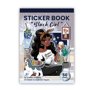 Afro-Aesthetic Melanin Adhesive Stickers (50 Sheets, 480 PCS) - Hand-Drawn Waterproof Durable Decorative Colorful Paper Stickers for Scrapbooking, Journals, DIY Crafts, Premium Quality Scrapbook Paper Summer Accents