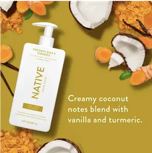 Native Curl Care Shampoo, Coconut Milk & Turmeric, Sulfate Free, for Women and Men